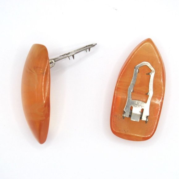 Vintage Apple Juice Bakelite Dress Clips - Picture 4 of 10